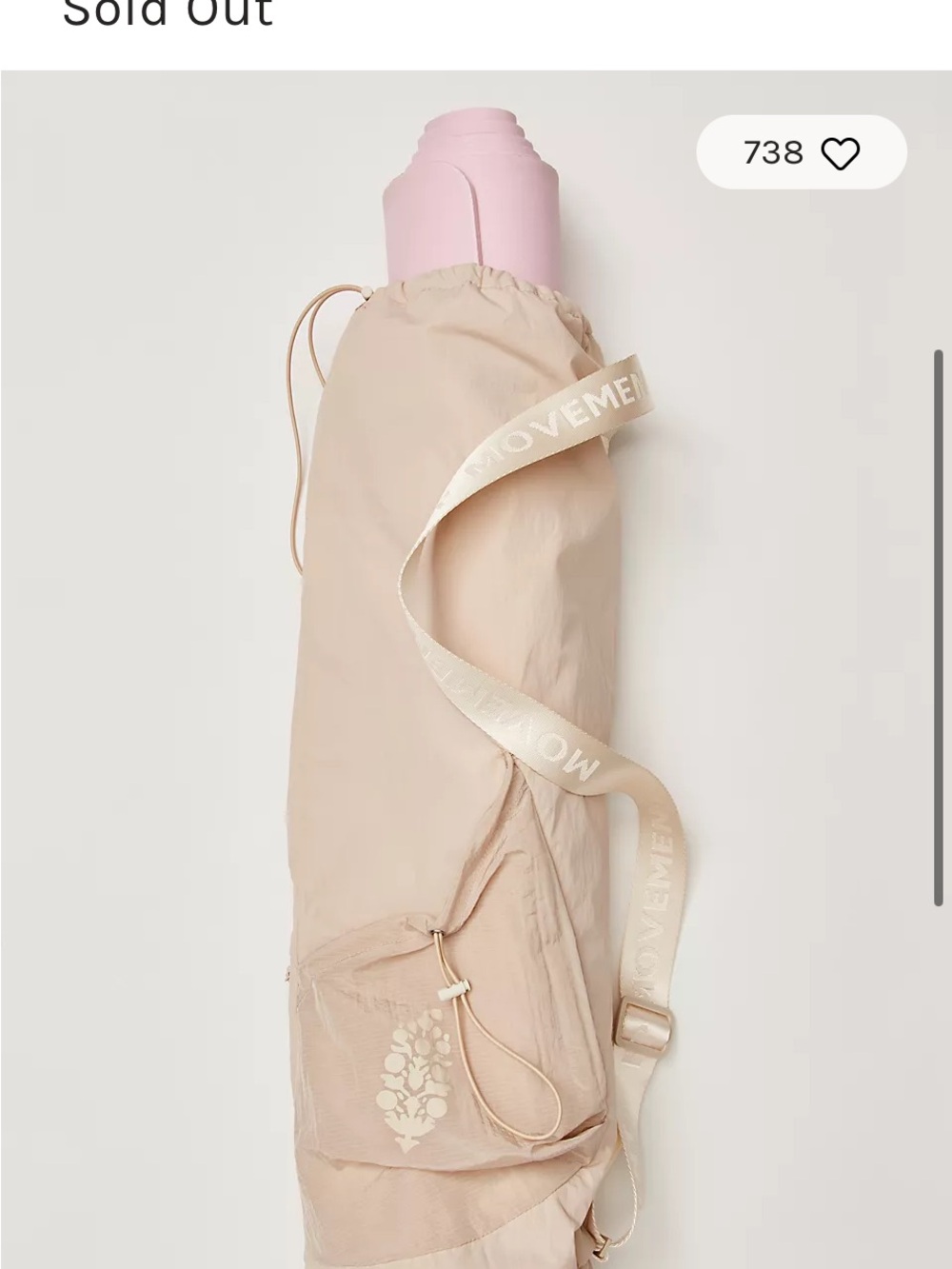 FP Movement by Free People Beige Cream Yoga Mat Carrier with Pink Mat